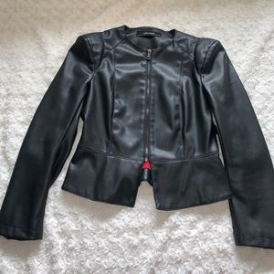Zara Black leather double zipper jacket